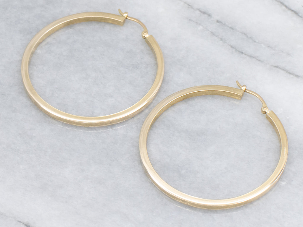 Squared Yellow Gold Hoop Earrings