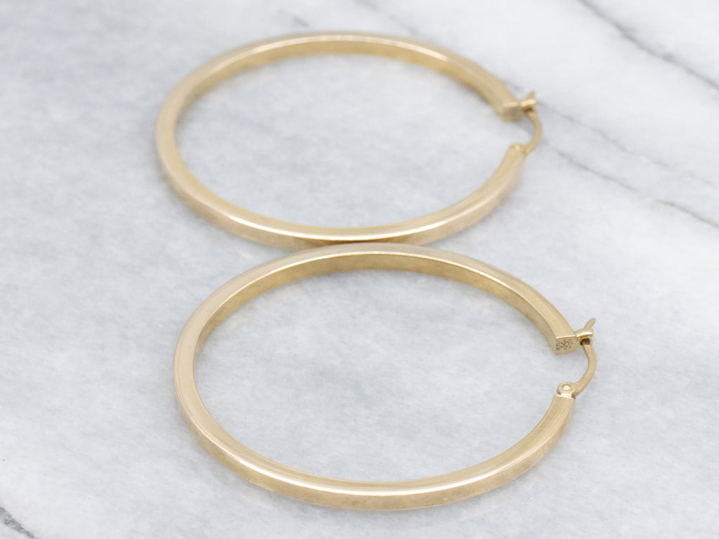 Squared Yellow Gold Hoop Earrings