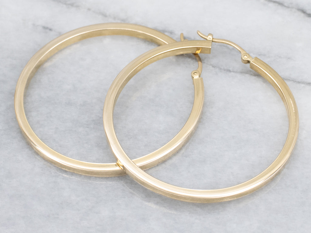 Squared Yellow Gold Hoop Earrings