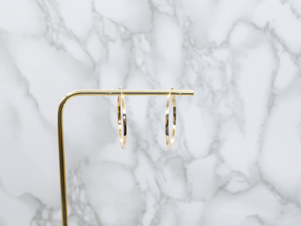 Squared Yellow Gold Hoop Earrings
