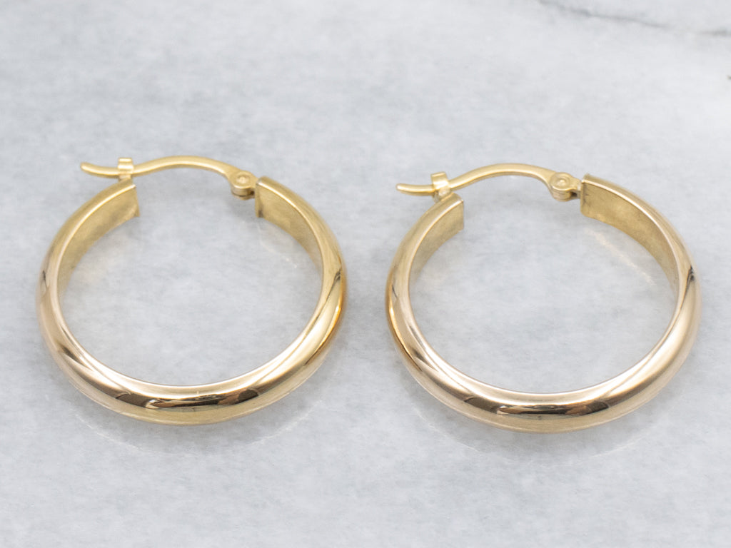 Half-Round Polished Yellow Gold Hoop Earrings