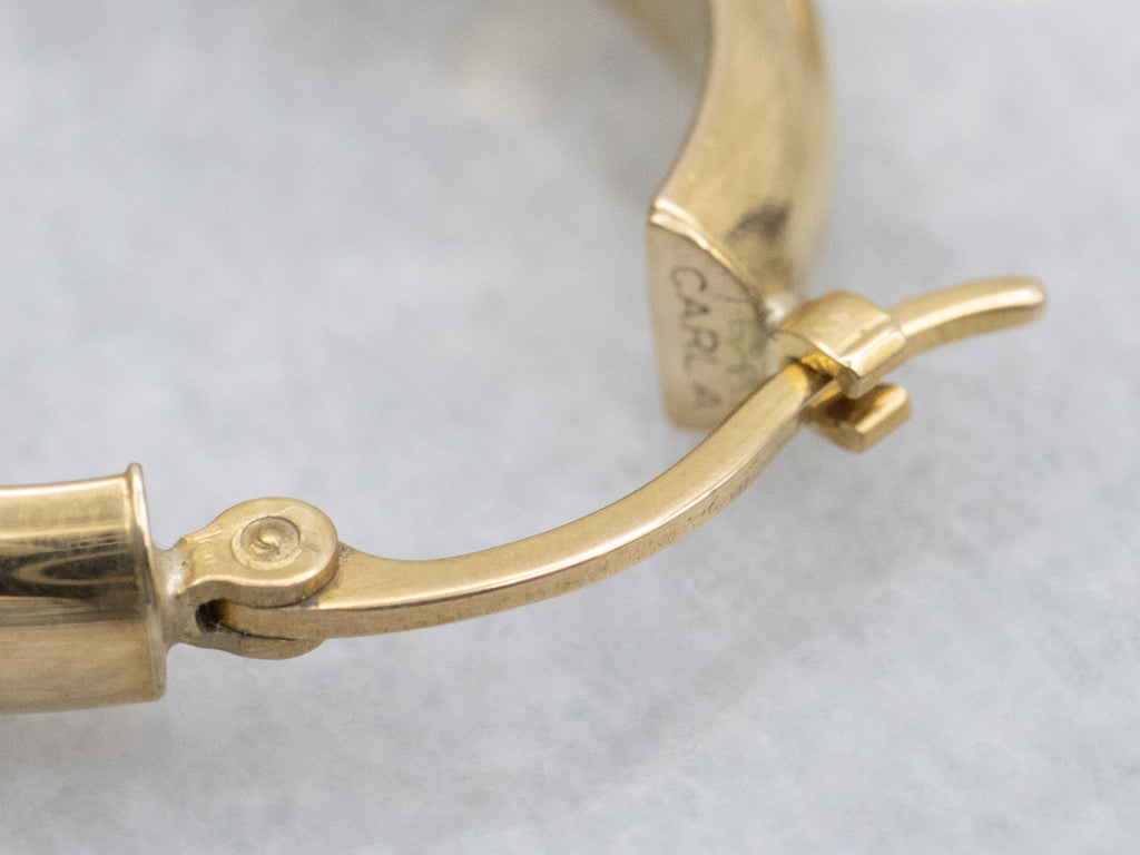 Half-Round Polished Yellow Gold Hoop Earrings