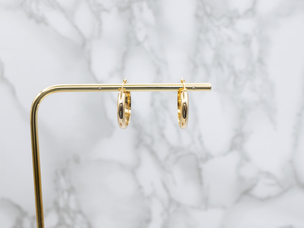 Half-Round Polished Yellow Gold Hoop Earrings