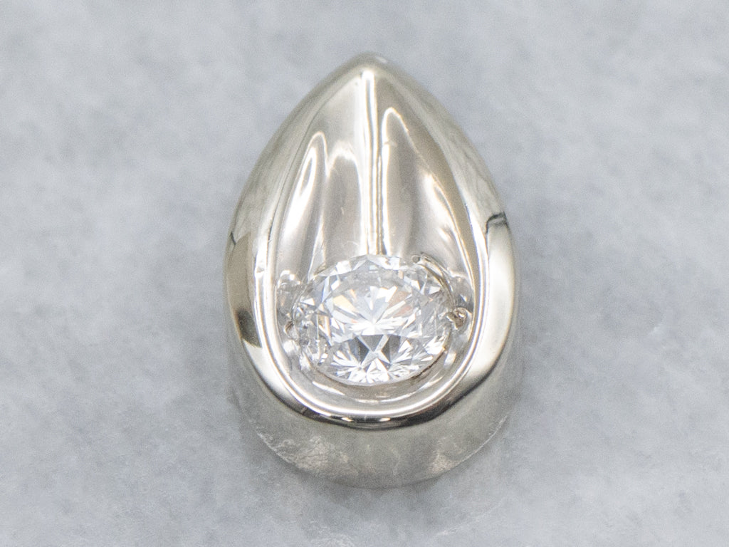 Teardrop White Gold Diamond Slide Pendant