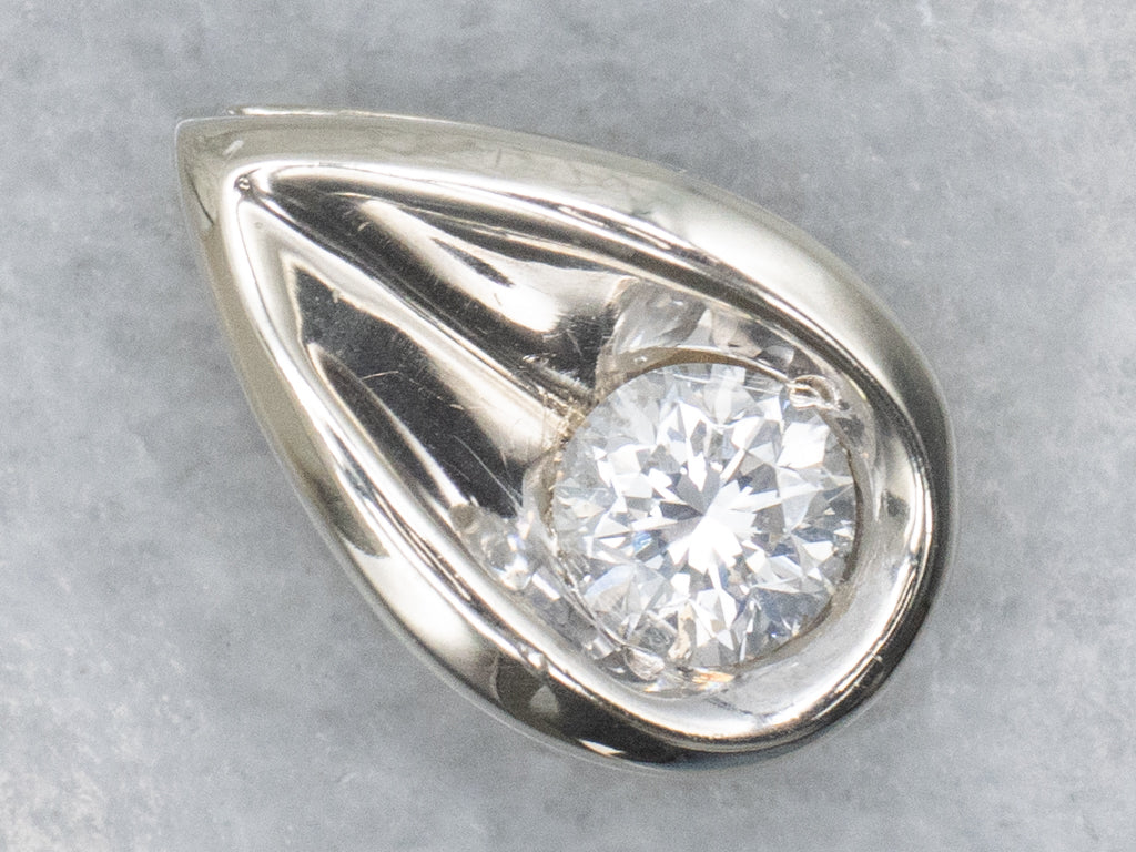 Teardrop White Gold Diamond Slide Pendant