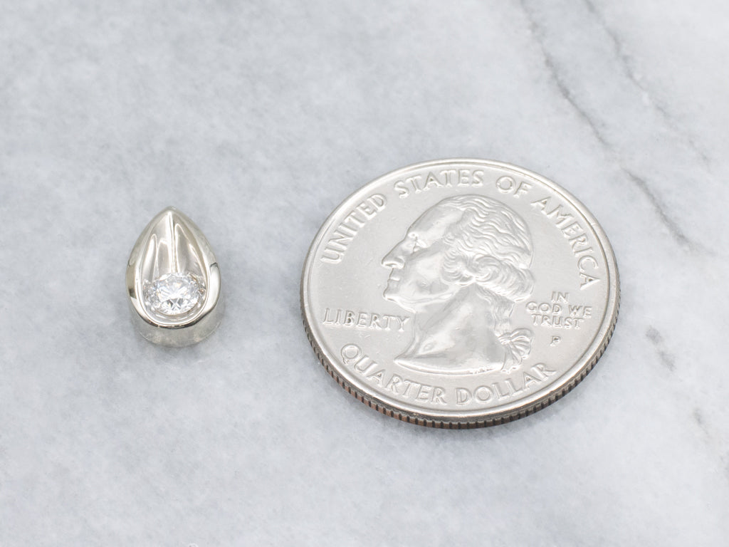 Teardrop White Gold Diamond Slide Pendant