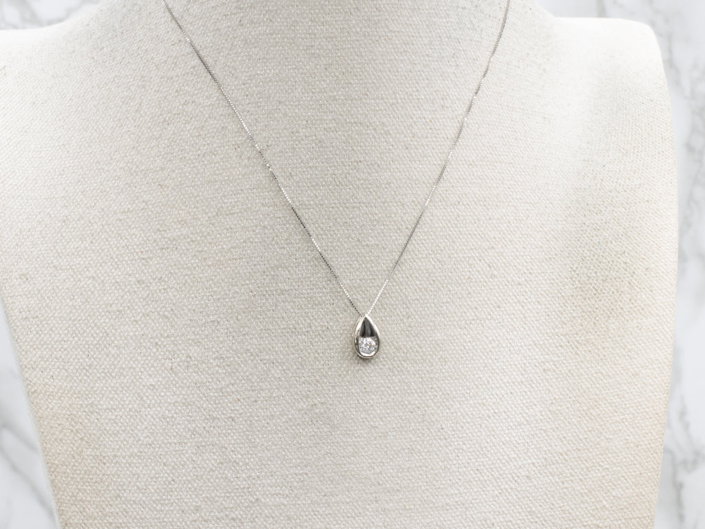 Teardrop White Gold Diamond Slide Pendant