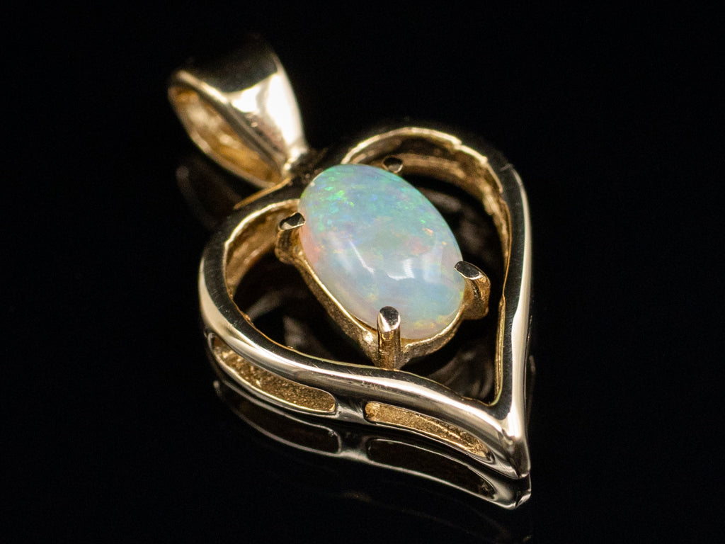 Australian Opal Yellow Gold Heart Pendant
