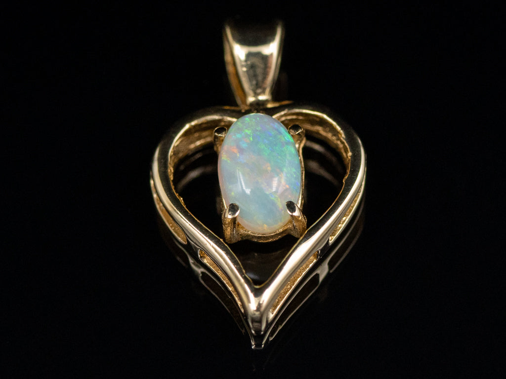 Australian Opal Yellow Gold Heart Pendant