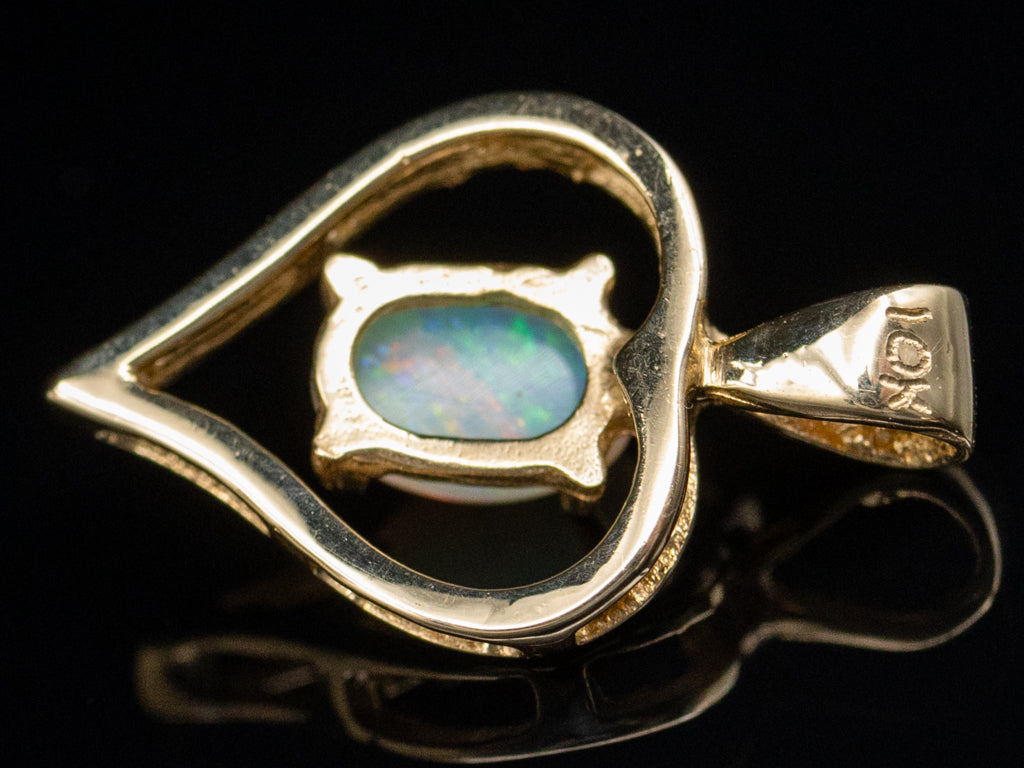 Australian Opal Yellow Gold Heart Pendant