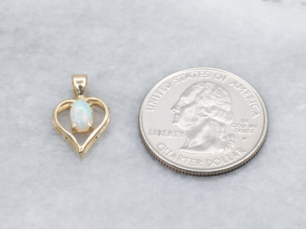 Australian Opal Yellow Gold Heart Pendant