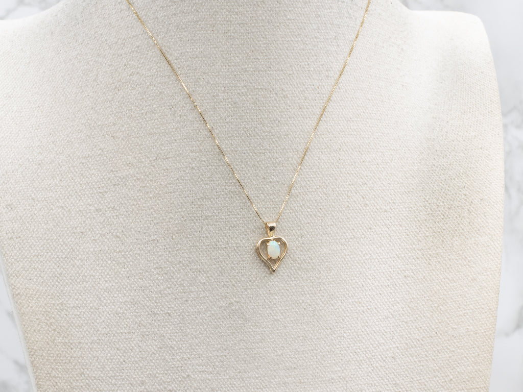 Australian Opal Yellow Gold Heart Pendant