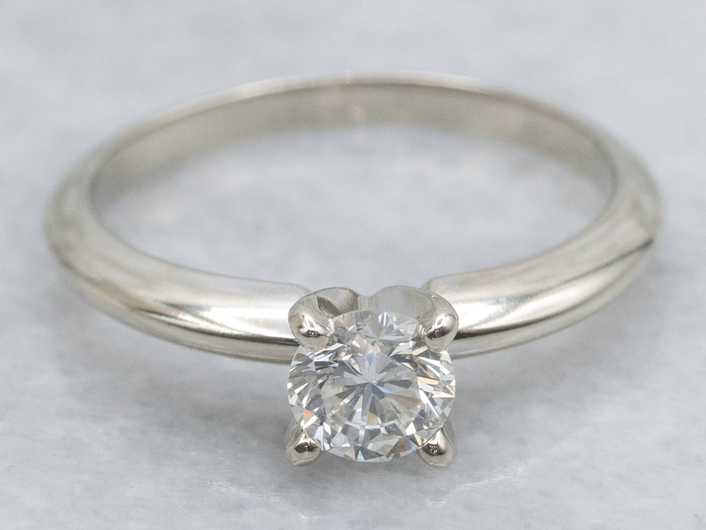 Round Cut Diamond Solitaire White Gold Engagement Ring