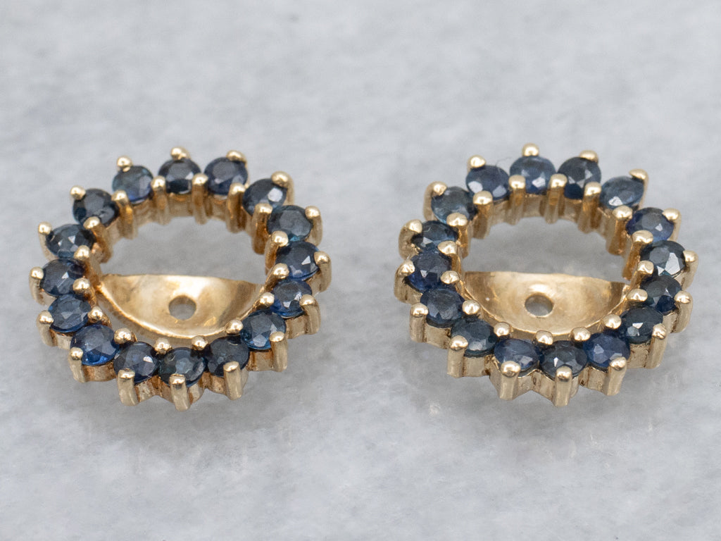 Sapphire Halo Yellow Gold Earring Jackets