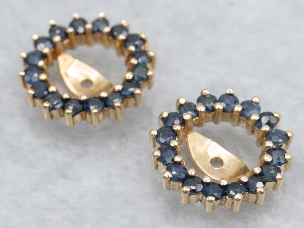 Sapphire Halo Yellow Gold Earring Jackets