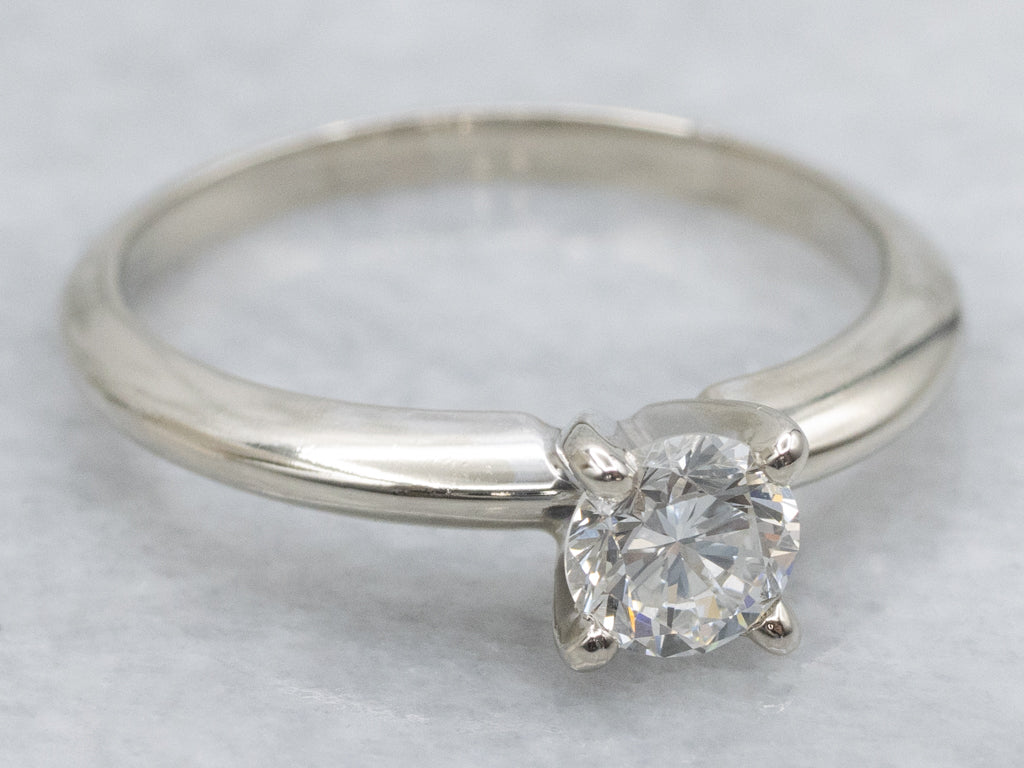 Round Cut Diamond Solitaire White Gold Engagement Ring