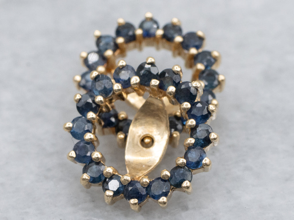 Sapphire Halo Yellow Gold Earring Jackets