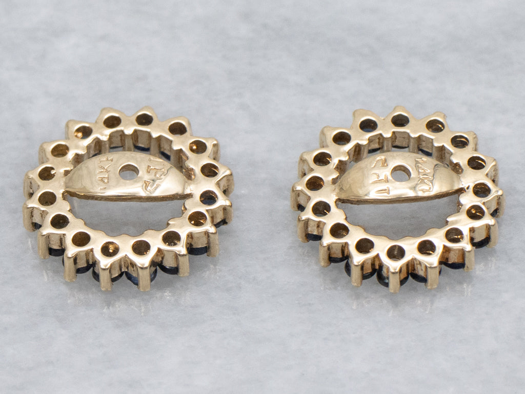 Sapphire Halo Yellow Gold Earring Jackets