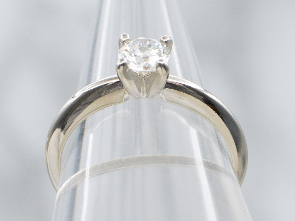 Round Cut Diamond Solitaire White Gold Engagement Ring