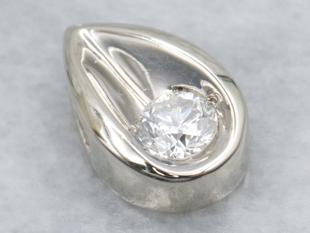 Teardrop White Gold Diamond Slide Pendant