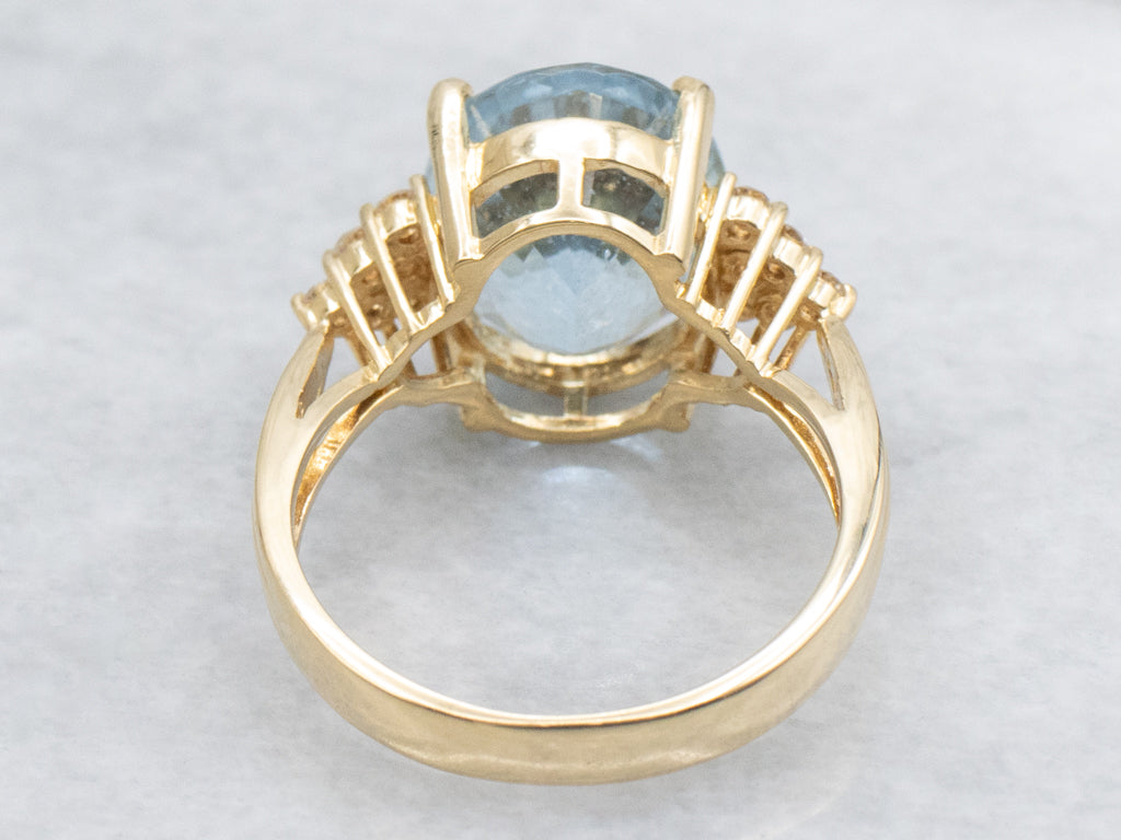 Yellow 18-Karat Gold Aquamarine and Diamond Ring