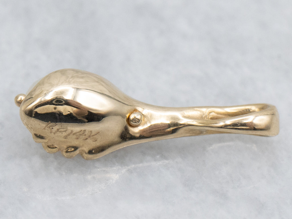 Modernist Gold Freshwater Pearl Drop Pendant