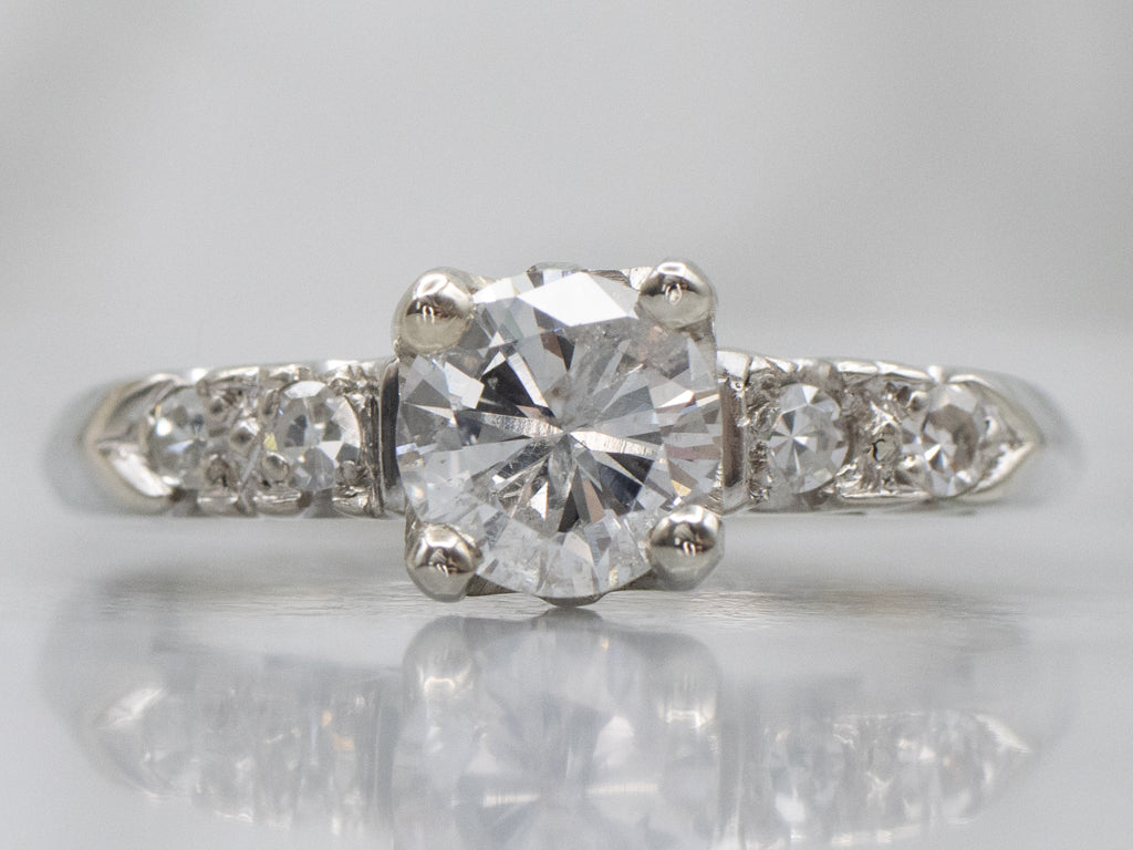 Vintage White Gold Brilliant Diamond Engagement Ring