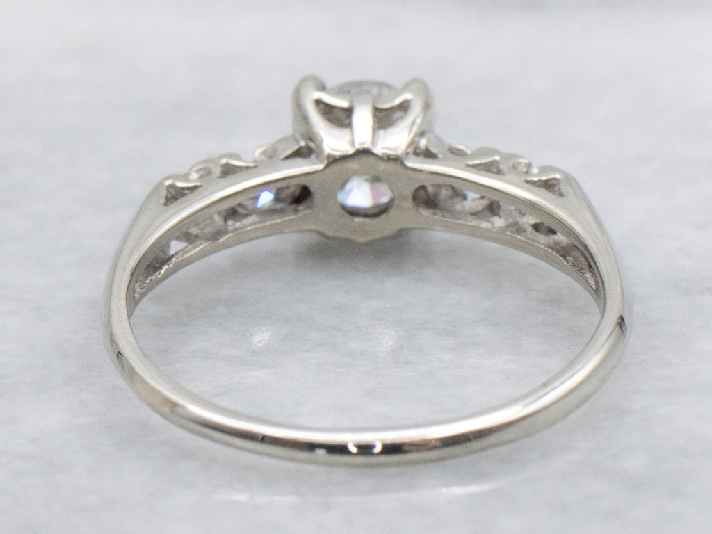 Vintage White Gold Brilliant Diamond Engagement Ring