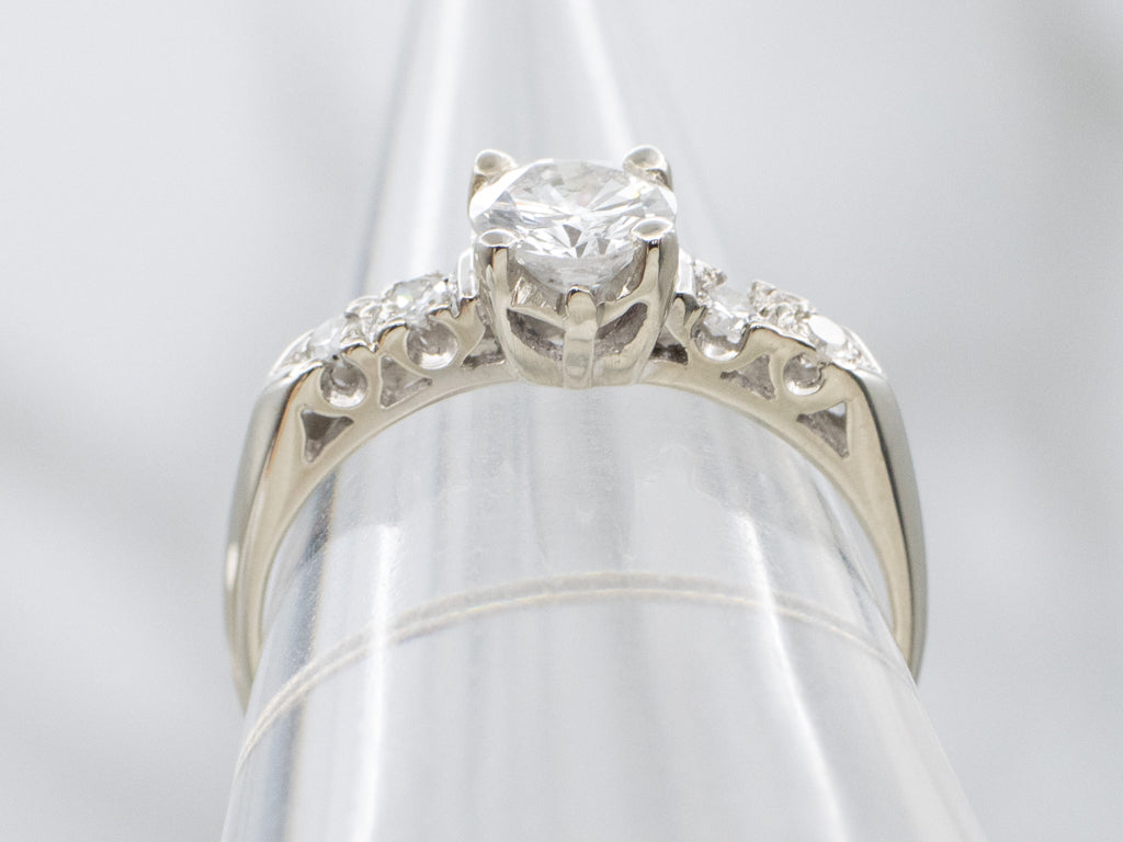 Vintage White Gold Brilliant Diamond Engagement Ring