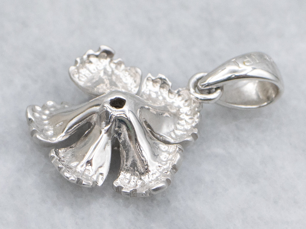 White Gold Diamond Solitaire Flower Pendant