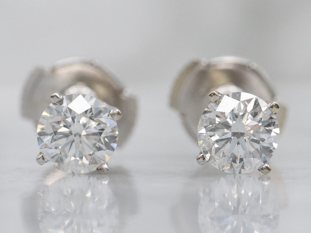 Round-Brilliant Diamond White Gold Stud Earrings