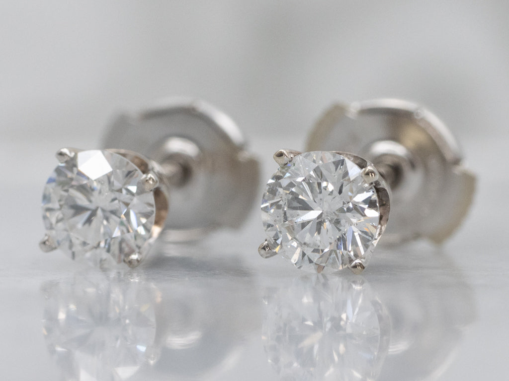 Round-Brilliant Diamond White Gold Stud Earrings