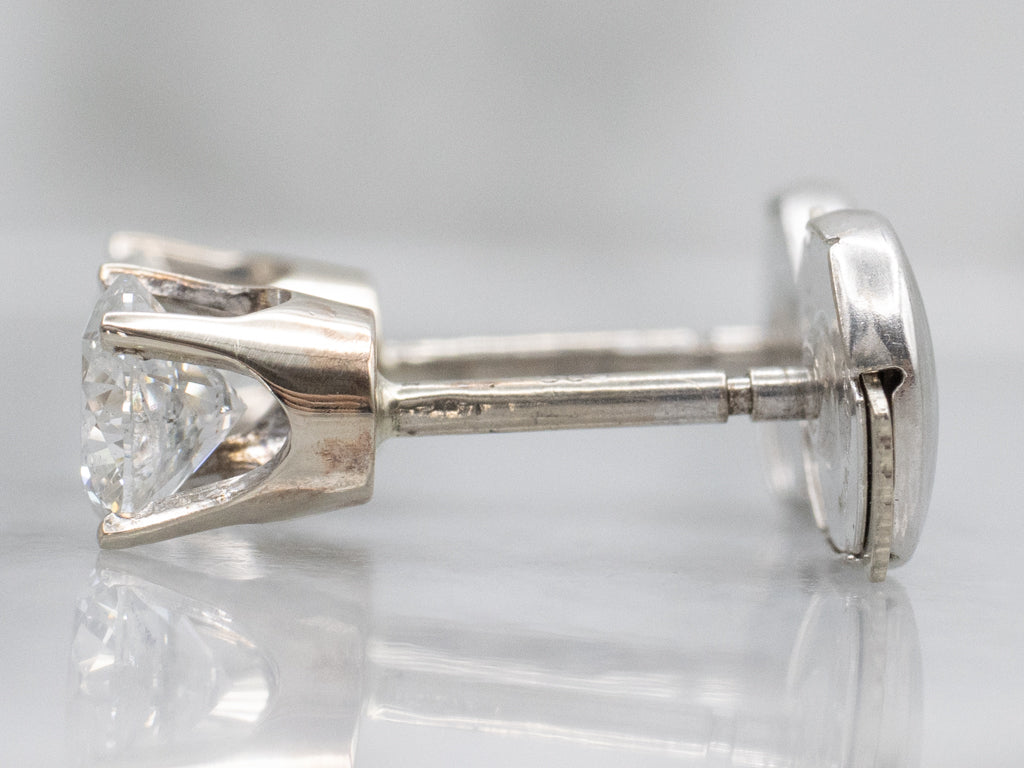 Round-Brilliant Diamond White Gold Stud Earrings