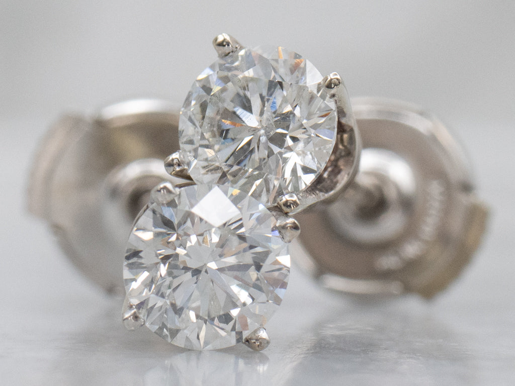 Round-Brilliant Diamond White Gold Stud Earrings