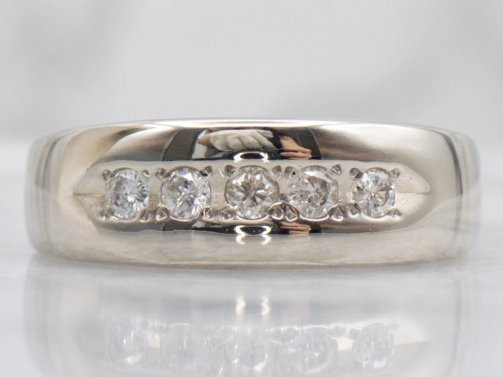 Men's White Gold Tapered Diamond Band