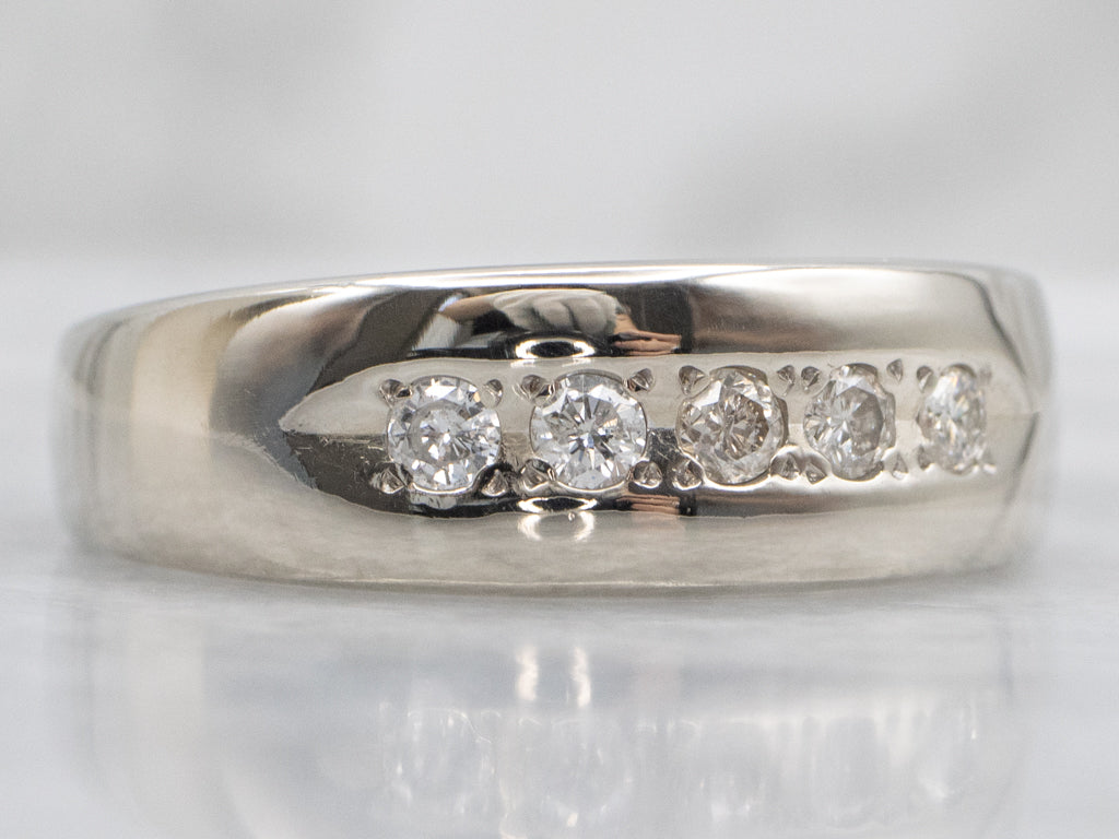 Men's White Gold Tapered Diamond Band