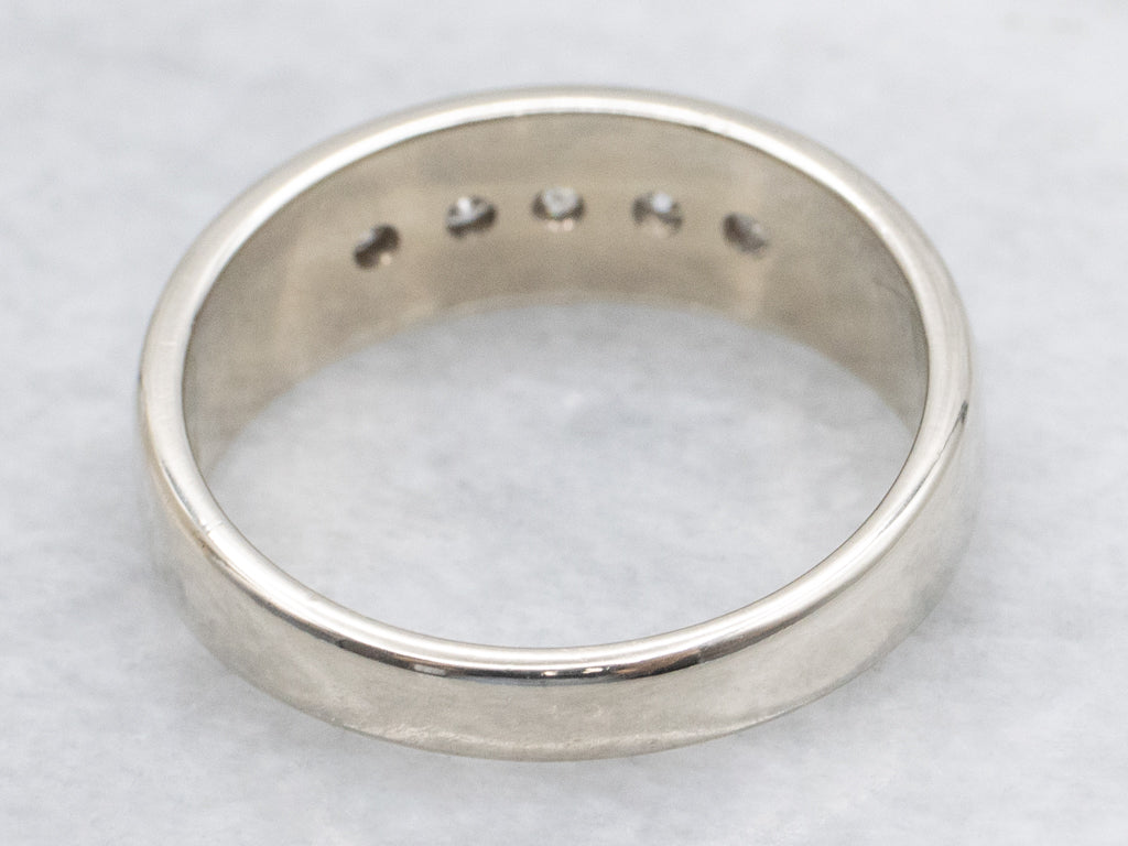Men's White Gold Tapered Diamond Band