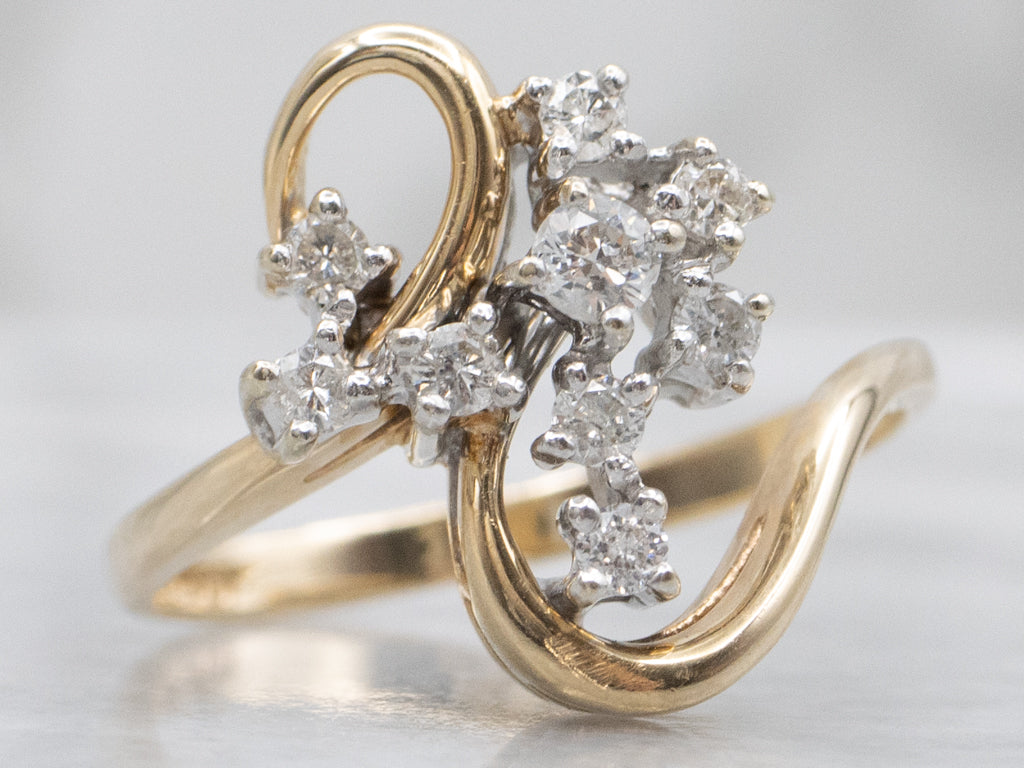 Looping Vintage Gold and Diamond Cocktail Ring