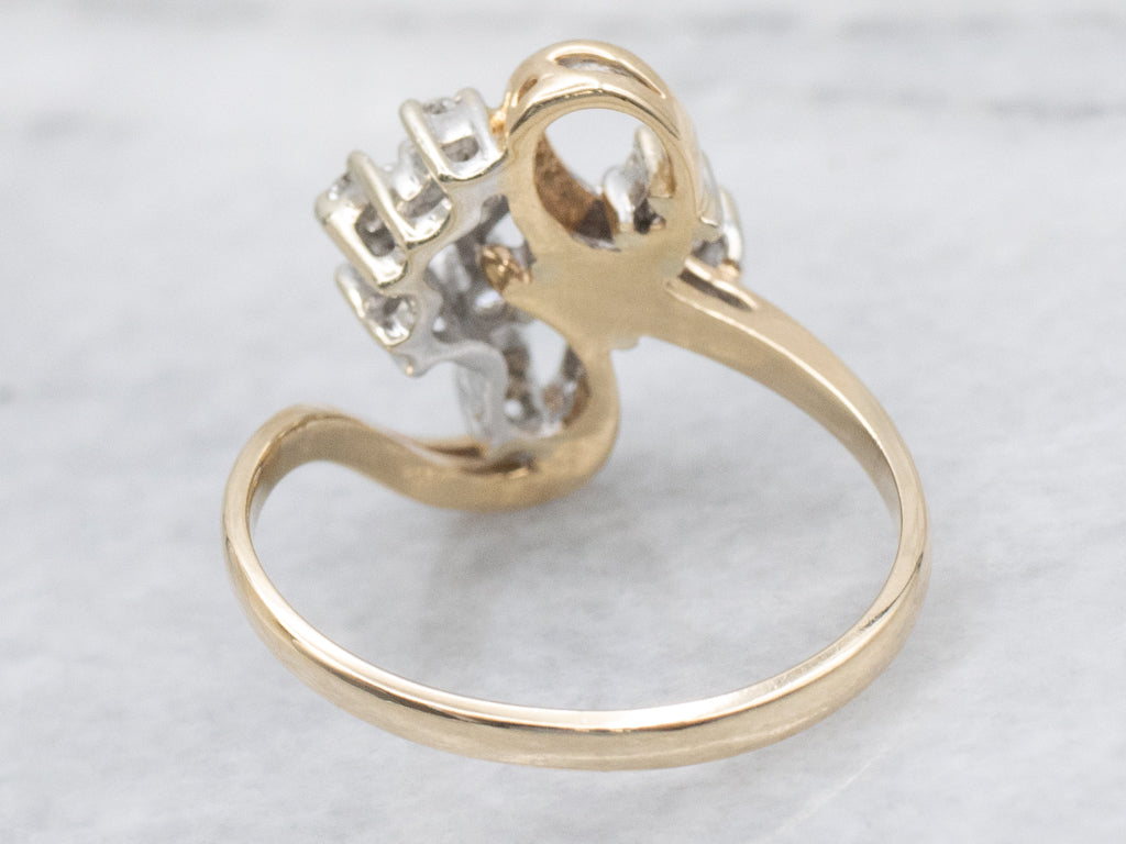 Looping Vintage Gold and Diamond Cocktail Ring