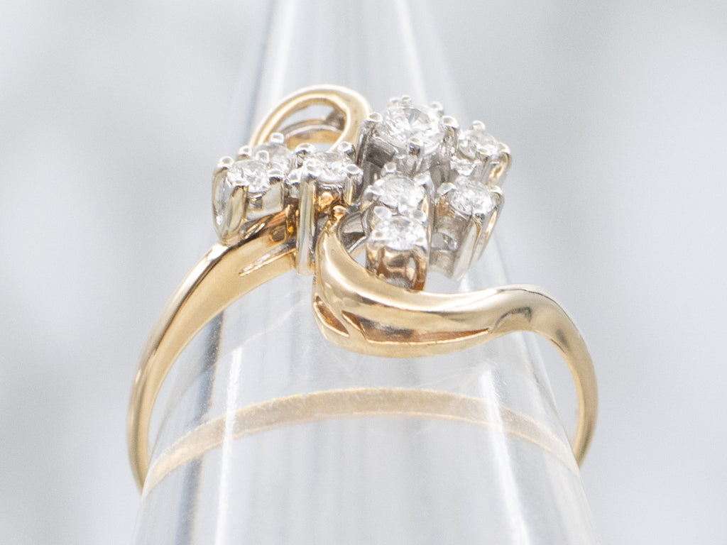 Looping Vintage Gold and Diamond Cocktail Ring