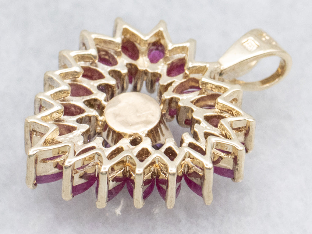 Amethyst Ruby and Gold Sweetheart Pendant