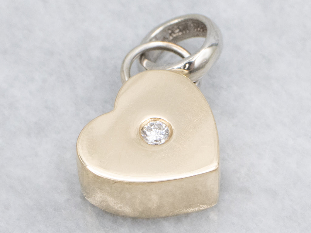 Twinkling Diamond Two-Tone Gold Heart Charm Pendant