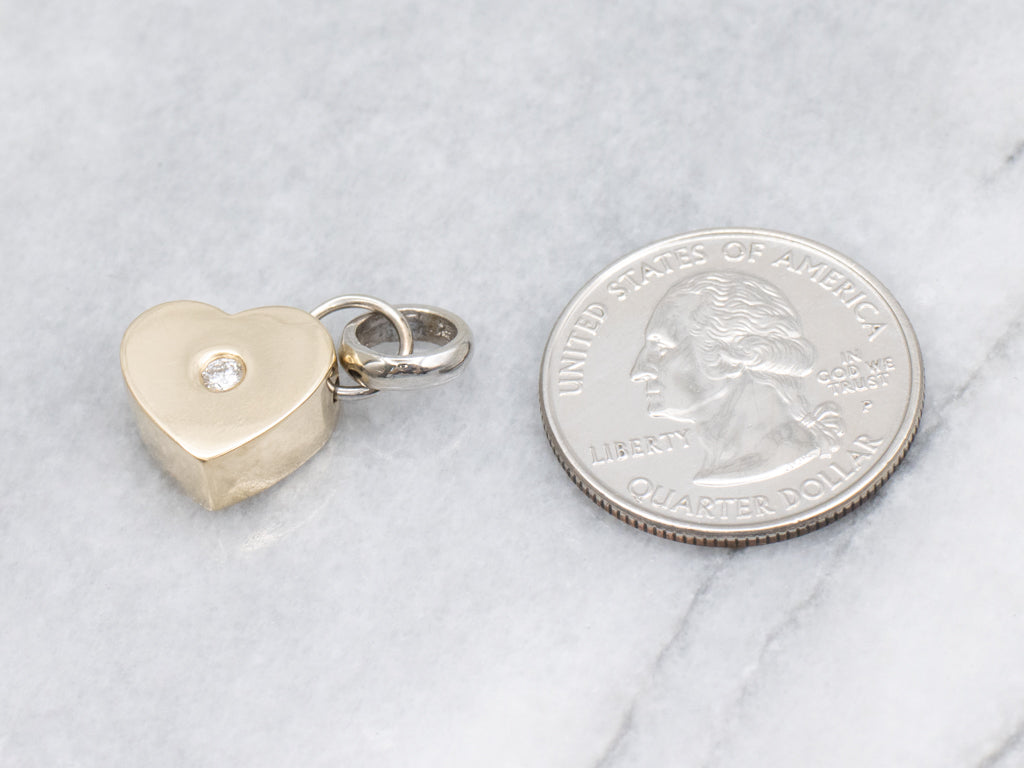 Twinkling Diamond Two-Tone Gold Heart Charm Pendant
