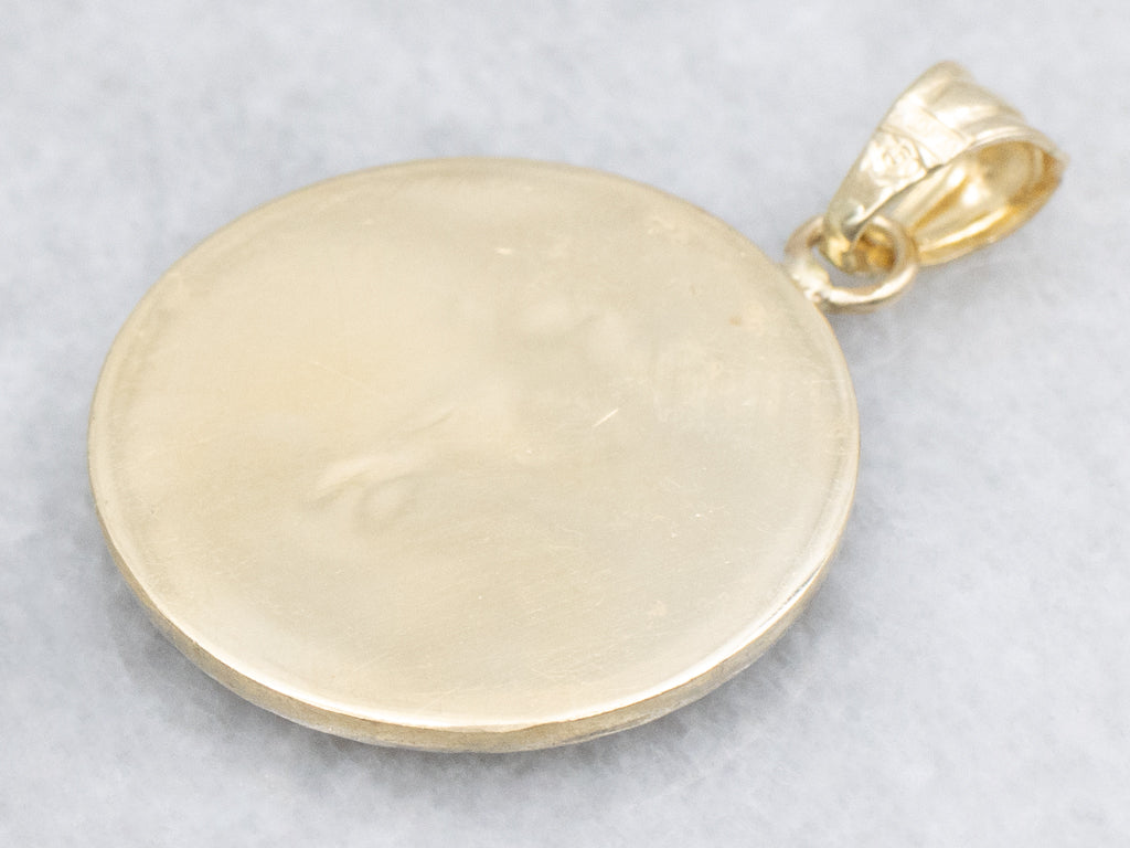 Diamond Initial "S" Two-Tone Gold Textured Disc Pendant