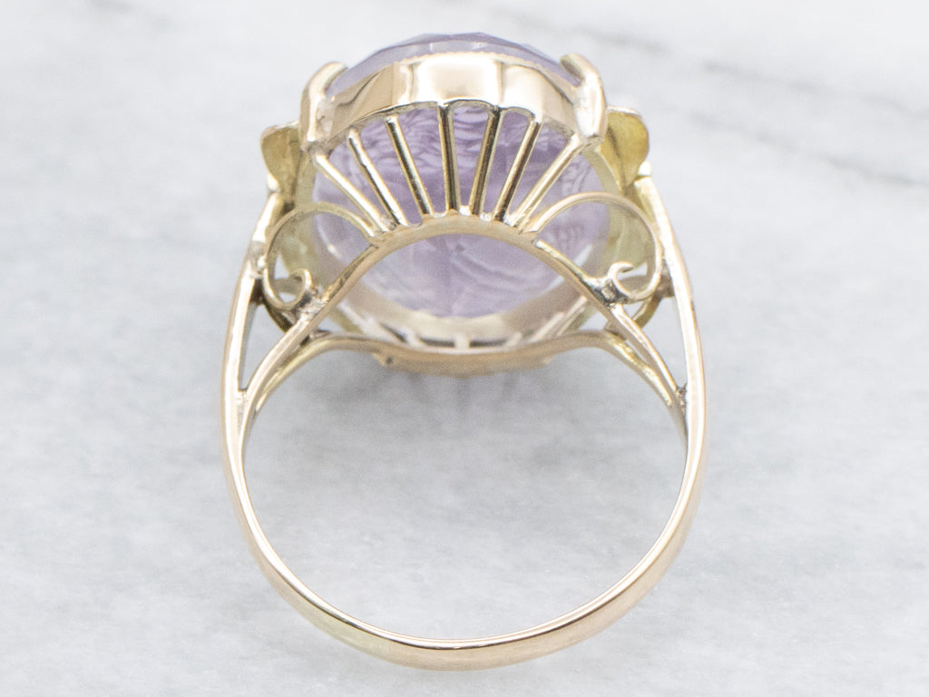 Amethyst Intaglio Yellow Gold Cocktail Ring