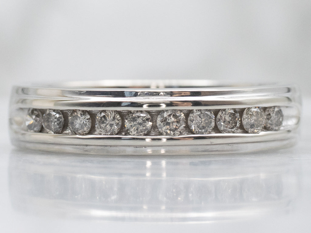 Men's Channel-Set Diamond White Gold Band