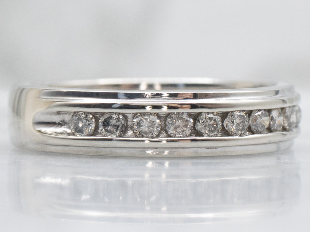 Men's Channel-Set Diamond White Gold Band