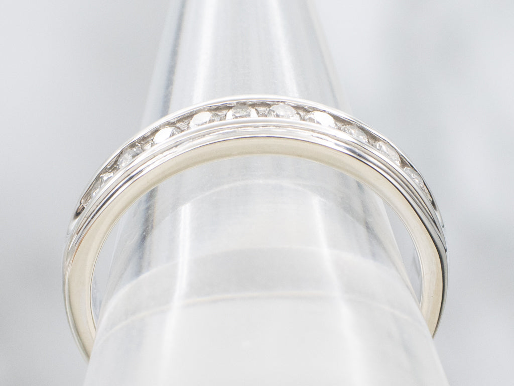 Men's Channel-Set Diamond White Gold Band