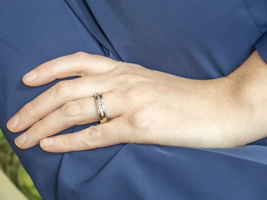 Men's Channel-Set Diamond White Gold Band