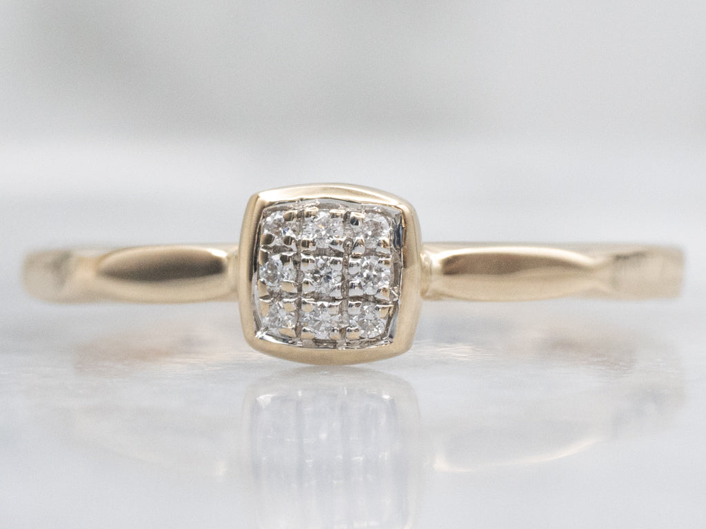 Square Pave-Set Diamond Cluster Ring